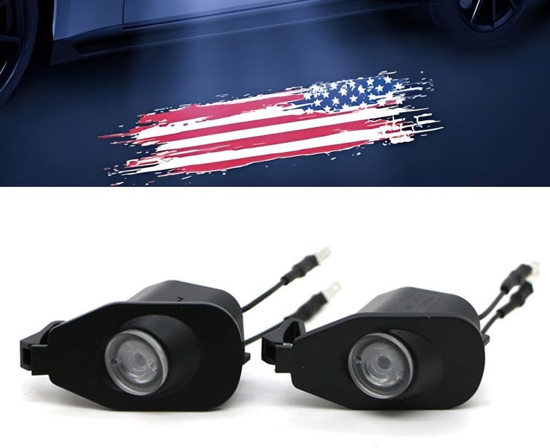 MKRLSTKM 2Pcs Side View Mirror Logo Welcome Light Puddle Lamp Assembly Compatible With Mustang 2013-2024 LED High-Definition and Never Fading Replacement Mustang Light - Image 1